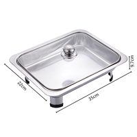Chauffe-Plat Rectangulaire en Acier Inoxydable pour Buffet, Réchaud Alcoolisé, Polissage Miroir, Capacité 4L, 12 Heures, Idéal Hôtels