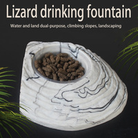 Plateforme de bain de soleil en résine pour tortue, style roche, avec bol d'alimentation, cachette pour reptile, rampe d'escalade, décoration de terrarium