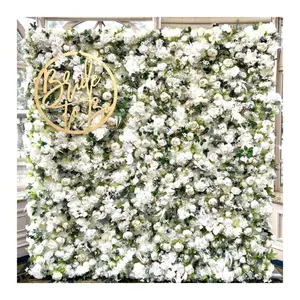 Flower wall Artificial Cloth Back Baby Breath Red Pink peony rose Wedding Decoration 3D Roll Up flower wall backdrop 8ft x 8ft