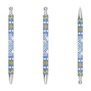Bolígrafos Metálicos Personalizados al por Mayor con Patrón de Transferencia Térmica, Estilo Étnico Turquesa/Azul, Regalo Promocional de Oficina - Product Image 6