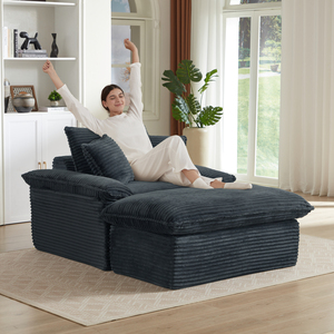 Sofá Modular Enrollable al Vacío, Chaise Longue de Corduroy Acanalado con Asiento Profundo y Afelpado, Sofá Reconfigurable Empacado en Caja para el Hogar - Product Image 1