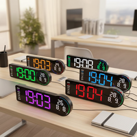 Horloge murale numérique LED surdimensionnée au design moderne, avec télécommande, calendrier, température, alarme, fonction snooze, date, décoration intérieure