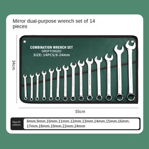 14pcs Double-Use Auto Repair Wrench <strong>Set</strong> Carbon Steel Open-Ended <strong>Spanner</strong> Kit Canvas Bag <strong>Metric</strong> Hand Tool OEM Measurement System - Product Image 2