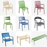 Tables carrées en fer forgé tout aluminium coloré Chaises Style nordique pour cour café-pour loisirs réception en plein air