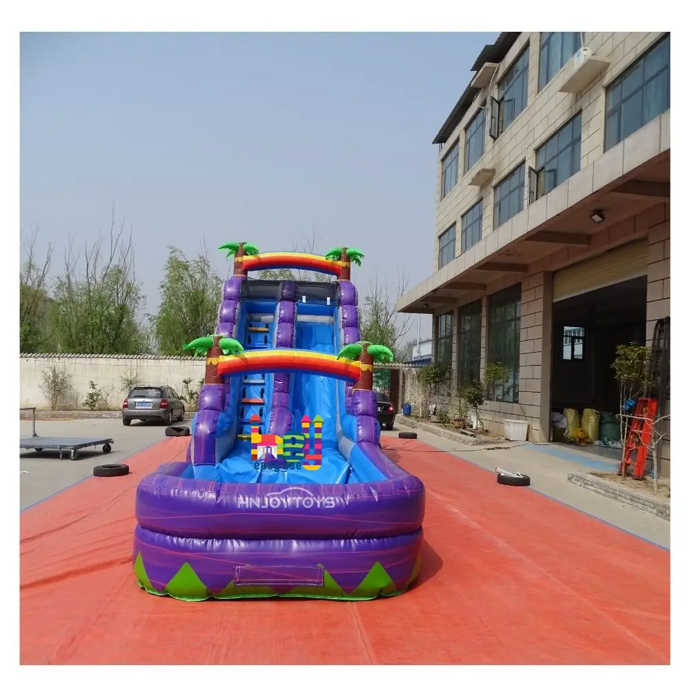 Single lane palm tree theme water slide for rent Cheap wholesale wet dry slides for party rental business