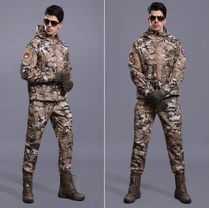 HBSP09 Vêtements de sport d'hiver pour l'extérieur, veste et pantalon softshell, combinaison thermique, doublure en polaire, imperméable et coupe-vent, pour la chasse au combat - Product Image 2