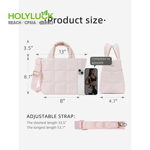 Logotipo personalizado Color Tamaño Aceptar Moda Impermeable Puffer <span class=keywords><strong>Toto</strong></span> Bolsa Moda Puffy Acolchado Bolsa de mano con correa ajustable - Product Image 6