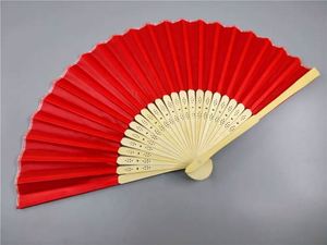Promotional Gifts Custom Print Logo Bamboo High Quality Plain <b>Silk</b> Folding Hand Wedding Fan - Product Image 4