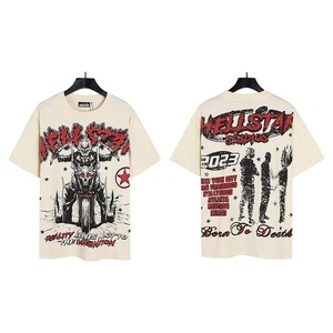 เสื้อยืดแขนสั้นวินเทจลายพิมพ์ Hell and Star ทรงหลวม ยูนิเซ็กซ์ น้ำหนัก 260 กรัม ผ้าฝ้ายถัก 100% แฟชั่นลำลอง พิมพ์ลายตัวอักษร - Product Image 1