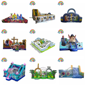 Tobogán Inflable de Cuatro Arcos para Parque de Diversiones, con Acabado Arcoíris, Asas de Seguridad, Resistente a los Rayos UV, Ideal para Eventos Infantiles Comunitarios - Product Image 3