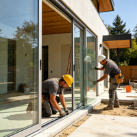 Porte coulissante de patio en aluminium à rupture de pont thermique avec moustiquaire rétractable et double vitrage pour maisons résidentielles américaines