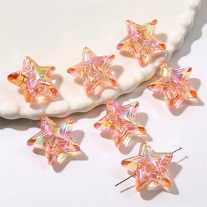 Perles étoiles irisées AB en acrylique de 24 mm, transparentes effet aurore, à grand trou, pour la fabrication de bijoux DIY (bracelets, colliers) - Vente en gros - Product Image 2
