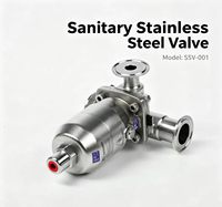 Vanne à diaphragme pneumatique sanitaire 3 voies en acier inoxydable 316L, connexion Tri-Clamp, membrane EPDM/PTFE pour l'industrie pharmaceutique, alimentaire et des boissons