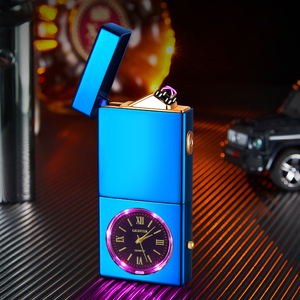 Wholesale Electric <strong>Rechargeable</strong> LED <strong>Lighter</strong> Dual Arc Plasma Metal Cigarette <strong>Lighter</strong> with Watch Windproof Feature Business Gifts - Product Image 2