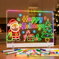 Tableau lumineux LED DIY, tableau effaçable à sec avec support, jouet cadeau pour peinture et croquis, tableau de dessin lumineux pour enfants et adolescents
