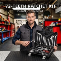 Jeu de clés à cliquet professionnelles à 72 dents, 61 pièces, kit d'outils à main, acier inoxydable 304, usage industriel, étui rigide, automobile, vélo