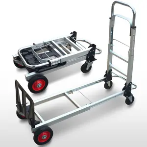 Trolley Trolley Cart Uni-Silent Folding Wagon Collapsible Utility Metal Dolly Logistics Hand Truck Multipurpose Aluminum Foldable Trolley Cart FHT90A