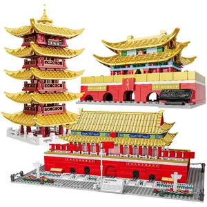 XJ9831-9836 Famoso edifício Tian An Men Taj Mahal Torre Eiffel Decoração Mini Building Block Plastic Toy gift kids