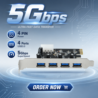Carte d'extension PCIe USB 3.0 à 4 ports Lekuo avec chipset VIA VL805 offrant une connectivité SuperSpeed jusqu'à 5 Gbps pour carte mère de bureau