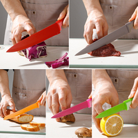 Ensemble de 5 couteaux de cuisine en acier inoxydable, vente en gros, manche en PP, conception ambidextre, construction durable, antiadhésif