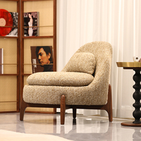 Fauteuil de loisirs convertible scandinave moderne, fauteuil d'appoint rembourré, base en bois massif, siège lounge en tissu chenille pour salon