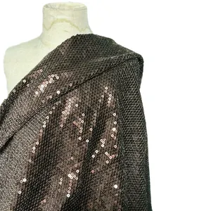 Prezzo all'ingrosso Sexy tessuto di <span class=keywords><strong>pizzo</strong></span> con paillettes di <span class=keywords><strong>lino</strong></span> in velluto marrone cioccolato per abito da cerimonia - Product Image 1