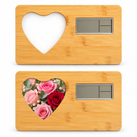 Cadre photo en bambou avec plaque en aluminium, décoration de bureau, cadeaux de Noël, logo personnalisé par transfert à chaud, horloge, date, artisanat numérique