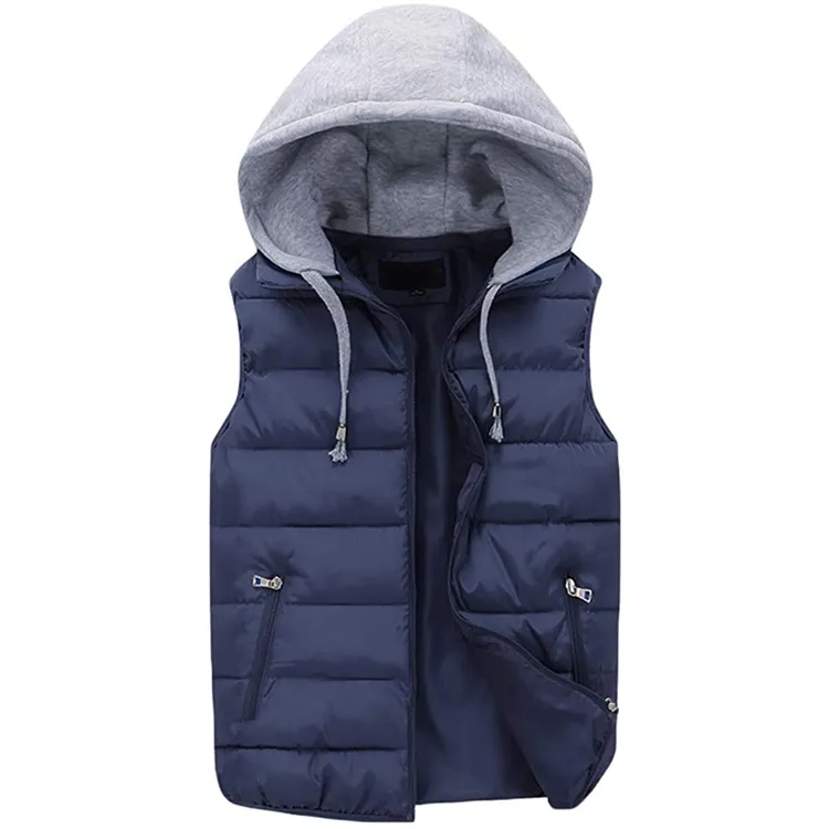 Men Body Warmer Gilets Quilted Hooded Bubble Vest