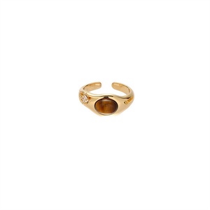 Luxury Vintage Jewelry Gemstone <b>Ring</b> Gold Plated Stainless Steel Natural Stone Charm <b>Finger</b> <b>Ring</b> - Product Image 5