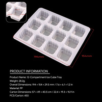 Bac à glaçons en plastique PP 12 cellules personnalisé jetable Rectangle Blister-Plateau alimentaire traité