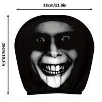 2 housses de tête de siège de voiture élastiques, motif visage de femme fantôme d'horreur d'Halloween, imprimé zombie fille effrayante