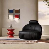 Fauteuil lounge surdimensionné de luxe moderne, rembourré en mousse haute résilience 45D, avec base en acier carbone pour salon