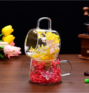 Taza de Vidrio de Doble Pared con Diseño Clásico y Ecológico de 200 ml, Taza de Café y Té con Flores Eternas, Bebidas con Mariposas - Product Image 5