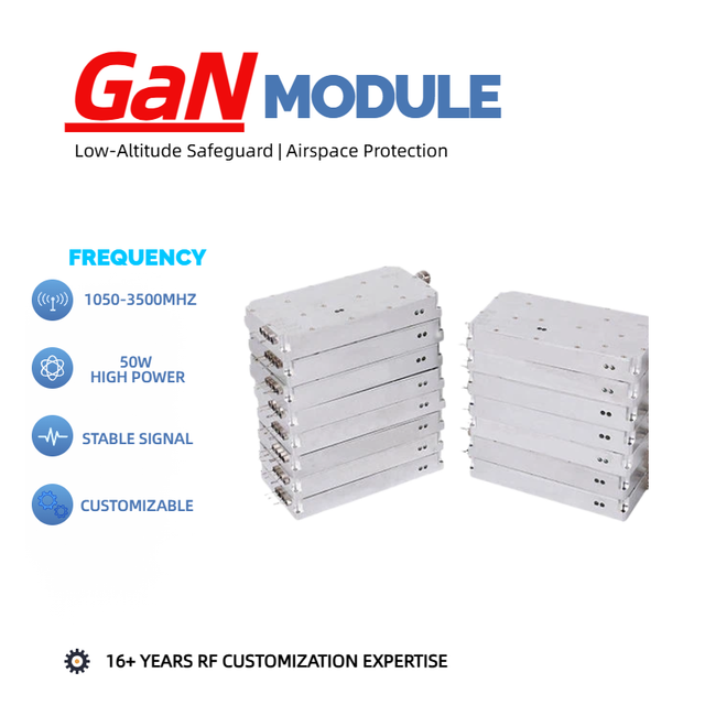 50W 10.5-15GHz X/Ku Band GaN RF Power Amplifier Module Wideband Radar Signal Amplifier C-UAS for Low Altitude Security