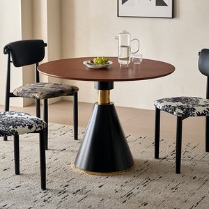 Mesa de Comedor Redonda de Madera Maciza Estilo Vintage para Hogar, Balcón, Apartamento Pequeño, Negociaciones Comerciales, Uso en Cafeterías - Product Image 2