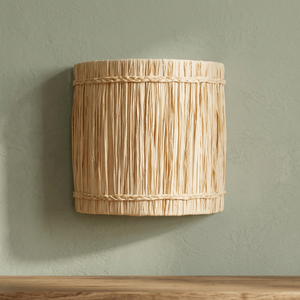 Natural Raffia <b>Wall</b> Lamp <b>with</b> Raffia Lampshade Bamboo Body for Living Room Application - Product Image 3