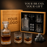 Coffret Cadeau SHUNSTONE : Carafe à Whisky, Verres à Degrésziller, Pierres Réfrigérantes, Boîte en Bambou, Logo Personnalisé, Cadeaux d'Entreprise pour Cadres