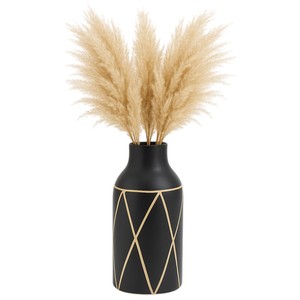 Elegante Vaso a Bottiglia in Ceramica Nera, Design Geometrico Moderno per Arredamento Casa, Soggiorno e Camera da Letto - Product Image 2