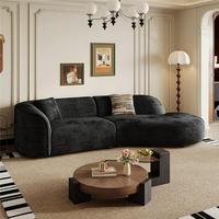 "Canapé de salon moderne en flanelle Chesterfield avec design incurvé et rembourrage en éponge"