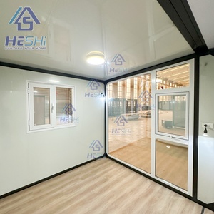 Casa Contenedor Moderna HESHI, Oficina Rectangular Prefabricada, Casa Modular con Paredes de Vidrio y Marco Negro - Product Image 2