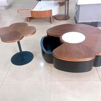 Table basse modulaire rotative en bois pliable durable de forme pétale moderne pour salon et mobilier de maison