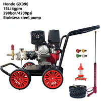 Hon GX390 Da 200/Zongshen GB200 1000 Moteur DC12V Essence Haute Pression Lave-auto 150-280bar/4000psi 4gpm Power Wash Soft Wash