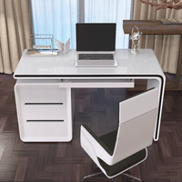 Escritorio Modular Moderno de Madera Blanca para Laptop, para Oficina en Casa o Estudio Pequeño, con Acabado Lacado Simple