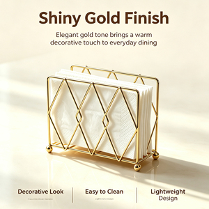 Porta Servilletas Geométrico de Metal Dorado <span class=keywords><strong>DaS</strong></span>, Dispensador Decorativo de Servilletas de Alambre para Mesa de Comedor, Cocina, Decoración de Mesa de Restaurante - Product Image 4