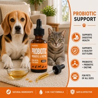 Waylemo 3 en 1 Probiotiques Prébiotiques Enzymes Digestives Huile de Poisson de Citrouille Gouttes Liquides Chiens Chats Flore Intestinale Soutien Immunitaire OEM
