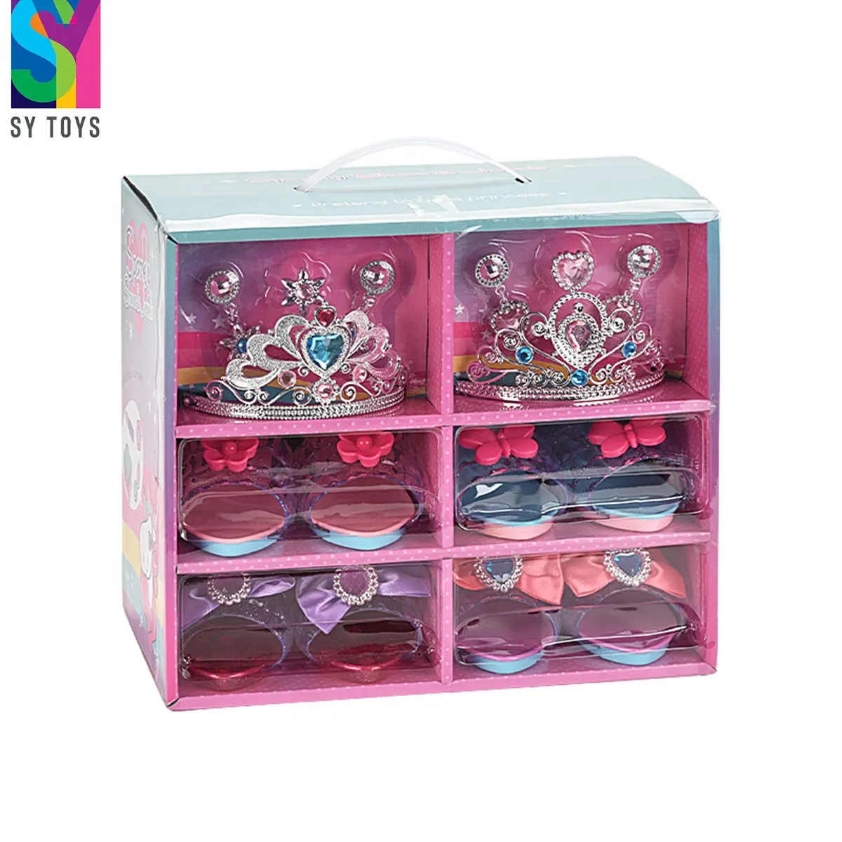 SY Girls Beautiful Princess Shoes Play Toys Princess Crown Beauty Set Toy Comb Shoes Jewelry Combination