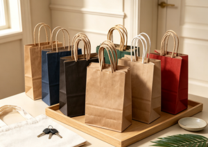 Multi-color Eco-Friendly High-End Kraft Paper Shopping Bags Thick Kraft Paper Matching Paper Rope Handles Four-Color Printing - Product Image 4