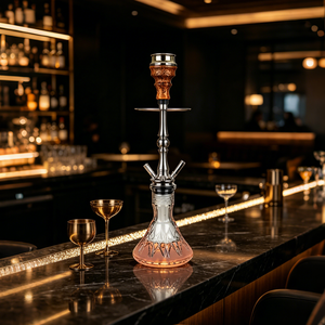 Chicha portable de luxe avec base en verre mat, ensemble de chicha en acier inoxydable de 65 cm, stylo chicha arabe pour bars et boîtes de nuit - Product Image 6