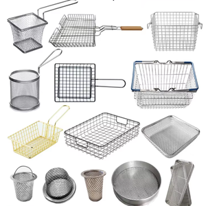 Edelstahl draht Mesh Frying <span class=keywords><strong>Basket</strong></span> Herstellung Hot Selling Net Sieb Friteuse Korb für Zuhause/Restaurant mit - Product Image 5