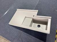 Évier de buanderie encastré en pierre de quartz moderne avec planche à laver intégrée, durable, à cuve unique, pour maison et appartement, garantie 5 ans